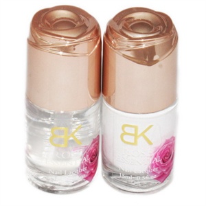 BK玫瑰精油指甲油02#慕斯牛奶白15ml+BK玫瑰精油指甲油03#亮油15ml 赠 美甲贴花一张 花样随机