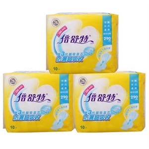 倍舒特 卫生巾干爽纤巧夜用独立3包组合装290mm/共30片