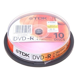 【当当销售配送】TDK DVD-R 16X 4.7GB 彩版红 10片桶装 刻录盘