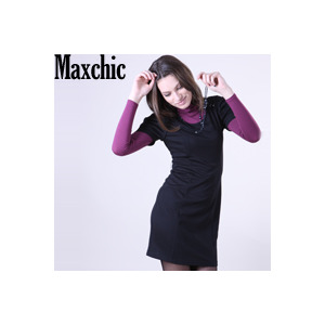 Maxchic品牌 新 短袖连 衣裙 裙子 修身 黑色10WL013