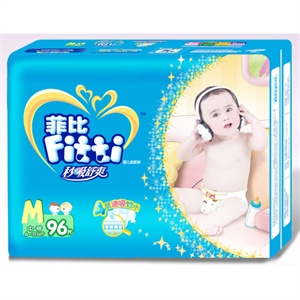 菲比 秒吸舒爽婴儿纸尿裤特大珍宝装中号 96片