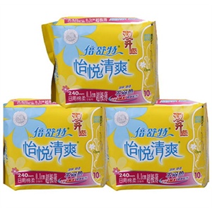 倍舒特 卫生巾怡悦清爽棉柔超级薄日用独立3包组合装240mm/共30片