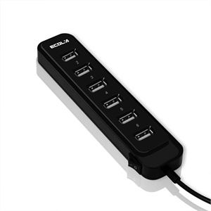 【当当自营】宜客莱 Smart智慧型7口USB集线器（钢琴黑）USB-HUB07BK