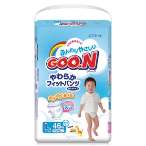 GOO.N 大王 柔软舒适拉拉裤（中包）男用 L（9kg--14kg）42片-日本同步