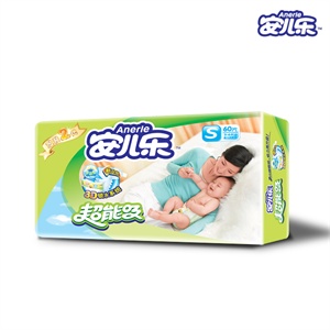 安儿乐 超能吸(棉柔干爽)婴儿纸尿裤大包装小号S 60片