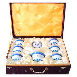 金美家青花玲珑七头套装茶具297196 釉下彩