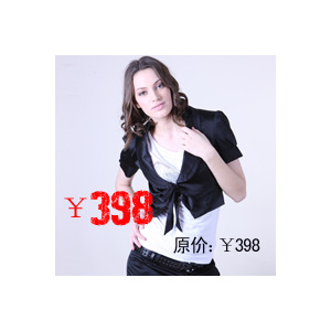 【品牌直供】Maxchic品牌真丝蝴蝶结进口醋酸短袖西服上衣黑色D10WL021
