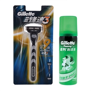 Gillette吉列 锋速3刀架（1刀头）+吉列剃须泡清新柠檬型50g