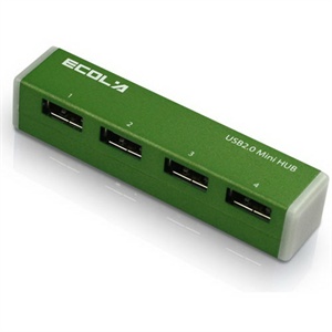 [当当销售配送]宜客莱迷你4口USB集线器USB-HUB01GN绿色