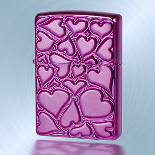 zippofilllove充满了爱深雕玫瑰紫色打火机 情人节独家特献